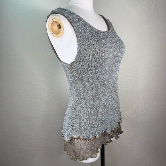 Tanami Tops - Tanami Layered Open Weave Knit Stretchy Sleeveless Pullover Tank Top EUC O/S